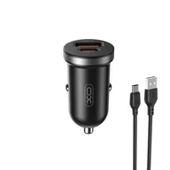 Ładowarki samochodowe - XO, XO ładowarka samochodowa CC56 PD 30W QC 1x USB 1x USB-C czarna + kabel USB - USB-C - miniaturka - grafika 1