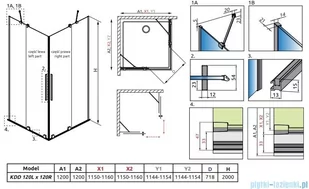 Radaway Furo Brushed Copper KDD kabina 120x120cm szczotkowana miedź 10105120-93-01L/10105120-93-01R - Kabiny prysznicowe - miniaturka - grafika 2