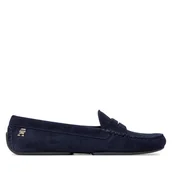 Mokasyny damskie - Mokasyny Tommy Hilfiger Th Suede Driver Loafer FW0FW08563 Granatowy - miniaturka - grafika 1