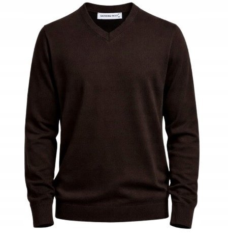 Sweter męski w serek szpic z kaszmiru i wełny merynosów 2XL XXL kaszmirowy