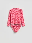 Stroje kąpielowe dla dziewczynek - Reserved - Strój kąpielowy z długim rękawem - intensywny róż - miniaturka - grafika 1