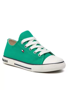 Buty dla chłopców - Tommy Hilfiger Trampki Low Cut Lace-Up Sneaker T3X4-32207-0890 M Zielony - grafika 1