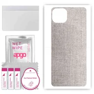 Szkła hartowane na telefon - Folia naklejka skórka strukturalna na TYŁ do Wiko T10 -  Tkanina Denim Szary - apgo SKINS - miniaturka - grafika 1