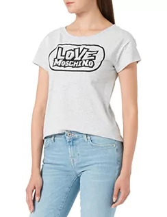 Koszulki i topy damskie - Love Moschino Damska koszulka bokserska z krótkim rękawem z nadrukiem skate, Melange Light Gray, 46 - grafika 1