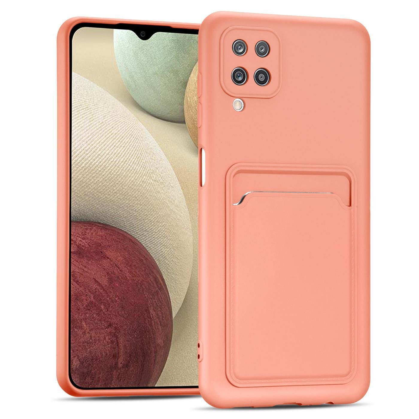 Etui na telefon Samsung Galaxy A22 4G / M22 Silikonowe etui ochronne z kieszenią na kartę Slim Cover, różowe