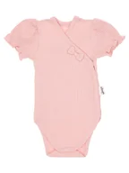 Body dla niemowląt - Dziewczęce body krótki rękaw kokarda beżowy Nicol,r.56 - miniaturka - grafika 1