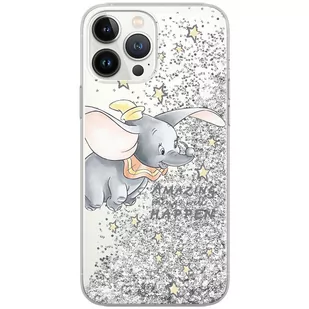 Etui płynny brokat do Apple IPHONE 12 / 12 PRO Disney: Dumbo 010 oryginalne i oficjalnie licencjonowane, Srebrny - Etui i futerały do telefonów - miniaturka - grafika 1