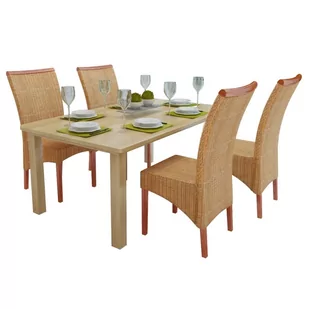 vidaXL Krzesła stołowe, 4 szt., brązowe, naturalny rattan - Krzesła - miniaturka - grafika 1