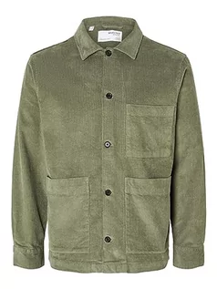 Koszule męskie - SELETED HOMME Męska koszula sztruksowa Slhloosetony-Cord Overshirt Noos, zielony, M - grafika 1