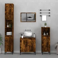 Meble łazienkowe - vidaXL 3-częściowy zestaw mebli łazienkowych, przydymiony dąb - miniaturka - grafika 1