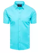 Koszule męskie - Koszula męska z krótkim rękawem turkusowa Dstreet KX0993 - miniaturka - grafika 1
