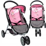 Wózki dla lalek - Wózek Dla Lalek Spacerówka Księżniczka Różowa - miniaturka - grafika 1