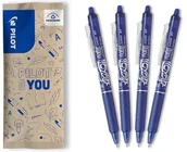 Długopisy - PILOT FriXion Ball Clicker 07 zestaw 4 szt. – wymazywalny termoczuły długopis atramentowy, chowany i wielokrotnego napełniania, niebieski, średnia końcówka - miniaturka - grafika 1