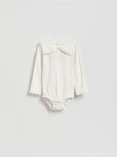 Reserved - Prążkowane body z aplikacją - złamana biel - Body dla niemowląt - miniaturka - grafika 1