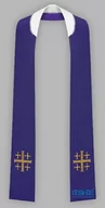 Szaty liturgiczne - Fioletowa stuła haftowana - wąska jednostronna - miniaturka - grafika 1