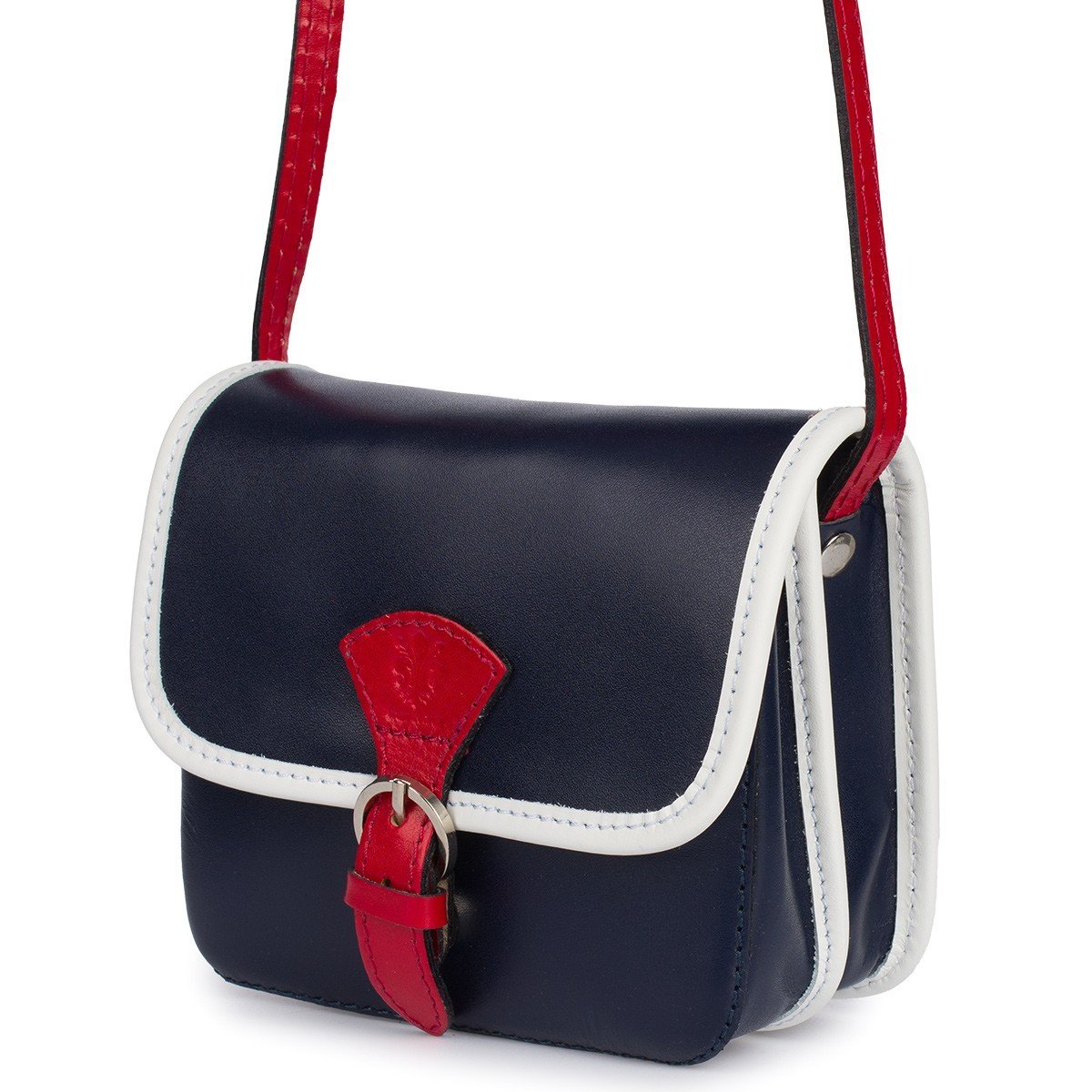 Torebka Damska Skórzana listonoszka mała na ramię wizytowa Niebieska