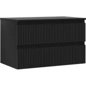 Szafki łazienkowe - Mexen Rivel szafka łazienkowa podumywalkowa 80 cm z blatem, 2 szuflady, ryflowana , czarna mat - 91A20-08047-2-BFFC71 - miniaturka - grafika 1