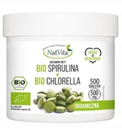 Witaminy i minerały - NatVita, Bio Spirulina+Bio Chlorella 500mg, 500 tabl. - miniaturka - grafika 1