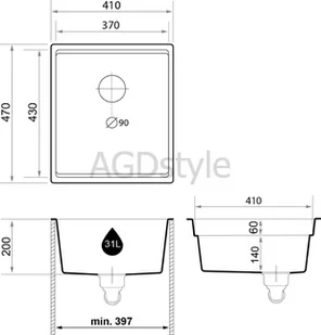 Zlew BRANDE SWIFT SLIM 410-45 GRAPHITE (grafitowy) zwijany ociekacz ROLLMATA - Zlewozmywaki - miniaturka - grafika 2