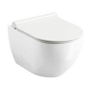 Miski WC - Zestaw Ravak Uni Chrome RimOff miska WC wisząca z deską wolnoopadającą biała (X01535, X01550) - miniaturka - grafika 1