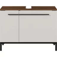 Szafki łazienkowe - Szarobeżowa szafka pod umywalkę w dekorze orzecha 80x59 cm Yonkers – Germania - miniaturka - grafika 1