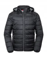 Kurtki męskie - Męska kurtka pikowana z kapturem Czarny r. XL - miniaturka - grafika 1