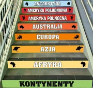 Pomoce naukowe - Naklejki na schody: Kontynenty - miniaturka - grafika 1