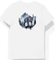 Koszulki męskie - Koszulka męska biała z motywem szarego rysia w górach S - miniaturka - grafika 1