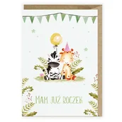 Kartki okolicznościowe i zaproszenia - Cardie Cardie Kartka urodzinowa Roczek Safari K115 448559 - miniaturka - grafika 1