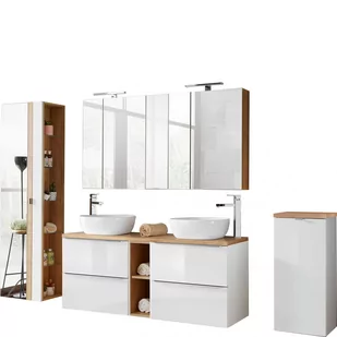 Zestaw Mebli do Łazienki Set 140 cm Capri White Comad Biały, Dąb Craft Złoty - Meble łazienkowe - miniaturka - grafika 1