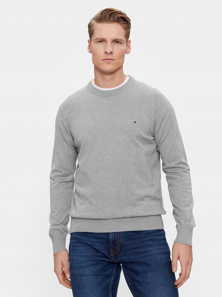 TOMMY HILFIGER SWETER MĘSKI SZARY CASUAL S 17BA