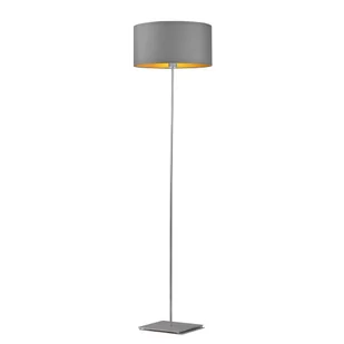 Skandynawska lampa podłogowa do sypialni SOFIA GOLD z szarym abażurem ze złotymi detalami - Lampy stojące - miniaturka - grafika 1