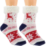 Kapcie damskie - HIPOALERGICZNE DZIECIECE CIEPŁE SKARPETKI ZIMOWE KAPCIE ABS 28-31 CZERWONE - miniaturka - grafika 1