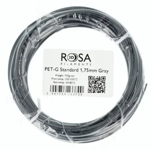 Filament ROSA 3D PETG 1,75mm 100g Szary Gray - Filamenty i akcesoria do drukarek 3D - miniaturka - grafika 1