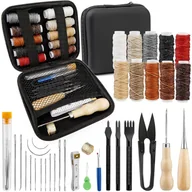 Pasmanteria - Zestaw do szycia skóry rzemieślniczy nici szydło igły dziurkacz do skóry - miniaturka - grafika 1