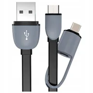 Kable USB - KABEL PRZEWÓD 2W1 ŁADUJĄCY MICRO USB C Z PRZEJŚCÓWKĄ DO HUAWEI SAMSUNG - miniaturka - grafika 1