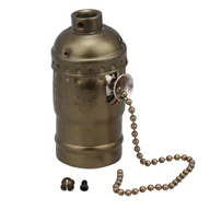 Wyposażenie ciemni fotograficznej - BQLZR Brązowy 110-240V E27 Antyczny uchwyt żarówki Adapter gniazda z przełącznikiem bez przewodu - miniaturka - grafika 1