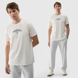 Koszulka Męska 4F T-shirt Basic Regular Beżowy 4FRSS24TTSHM2063 S Beżowy - Koszulki męskie - miniaturka - grafika 1