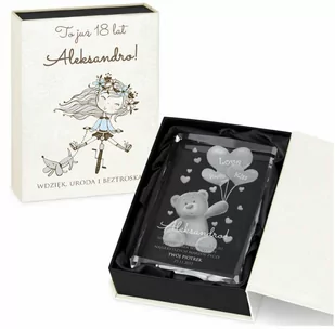 Murrano Kryształ 3D Grawerowany Miś w Personalizowanym Opakowaniu na O KRSZ-M1-004 - Pamiątka Chrztu Świętego - miniaturka - grafika 1