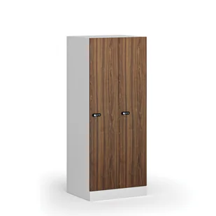 Szafa ubraniowa obniżona 2-drzwiowa, 1500 x 600 x 500 mm, zamek mechaniczny z kodem, drzwi laminowane, orzech - Szafki BHP - miniaturka - grafika 1