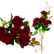 Sztuczne kwiaty - Bukiet 8 Róż Welurowych Czerwonych Jak Żywe Piękne - miniaturka - grafika 1