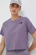 Koszulki sportowe damskie - The North Face t-shirt bawełniany kolor fioletowy - miniaturka - grafika 1