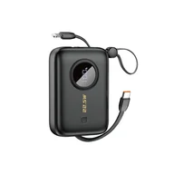 Powerbanki - Powerbank Dudao K14 10000mAh z kablami USB-C / Lightning - czarny - miniaturka - grafika 1