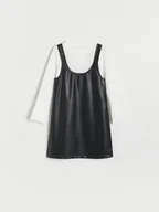 Sukienki i spódniczki dla dziewczynek - Reserved - Sukienka z imitacji skóry - czarny - miniaturka - grafika 1