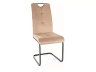 Krzesła - Krzesło tapicerowane na płozie AXO VELVET beżowe SIGNAL - miniaturka - grafika 1