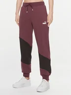 Spodnie sportowe damskie - Puma Spodnie dresowe Puma Power Cat 673978 Bordowy Regular Fit - miniaturka - grafika 1