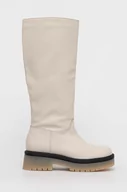 Kozaki damskie - Charles Footwear kozaki skórzane Dora damskie kolor beżowy na płaskim obcasie Dora.Knee.High.B.L.B - miniaturka - grafika 1