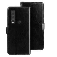 Portfele - IDEWEI Dla Cat S75 5G Crazy Horse Skórzane etui z klapką Pokrowiec na portfel na telefon Czarny - miniaturka - grafika 1