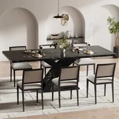 Stoły - Czarny rozkładany stół jadalny 120–160 cm, nowoczesny stół kuchenny, solidna konstrukcja, 6 miejsc - miniaturka - grafika 1