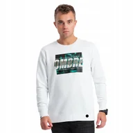 Bluzy męskie - Męska bluza z nadrukiem zakładana przez głowę biała V1 OM-SSPS-0156 M - miniaturka - grafika 1